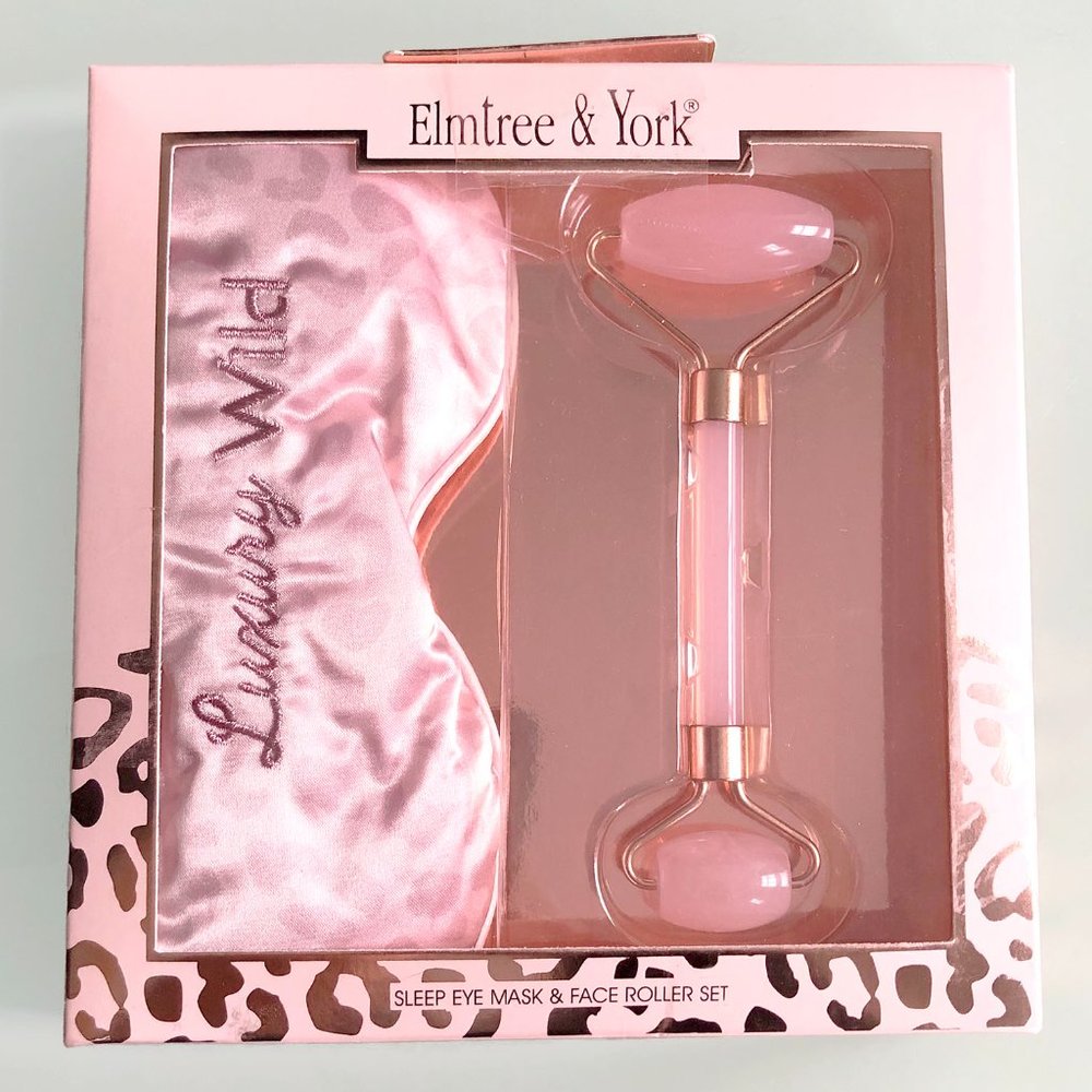 Rose Gold / Pink Sleep Eye Mask & Face Roller Set
